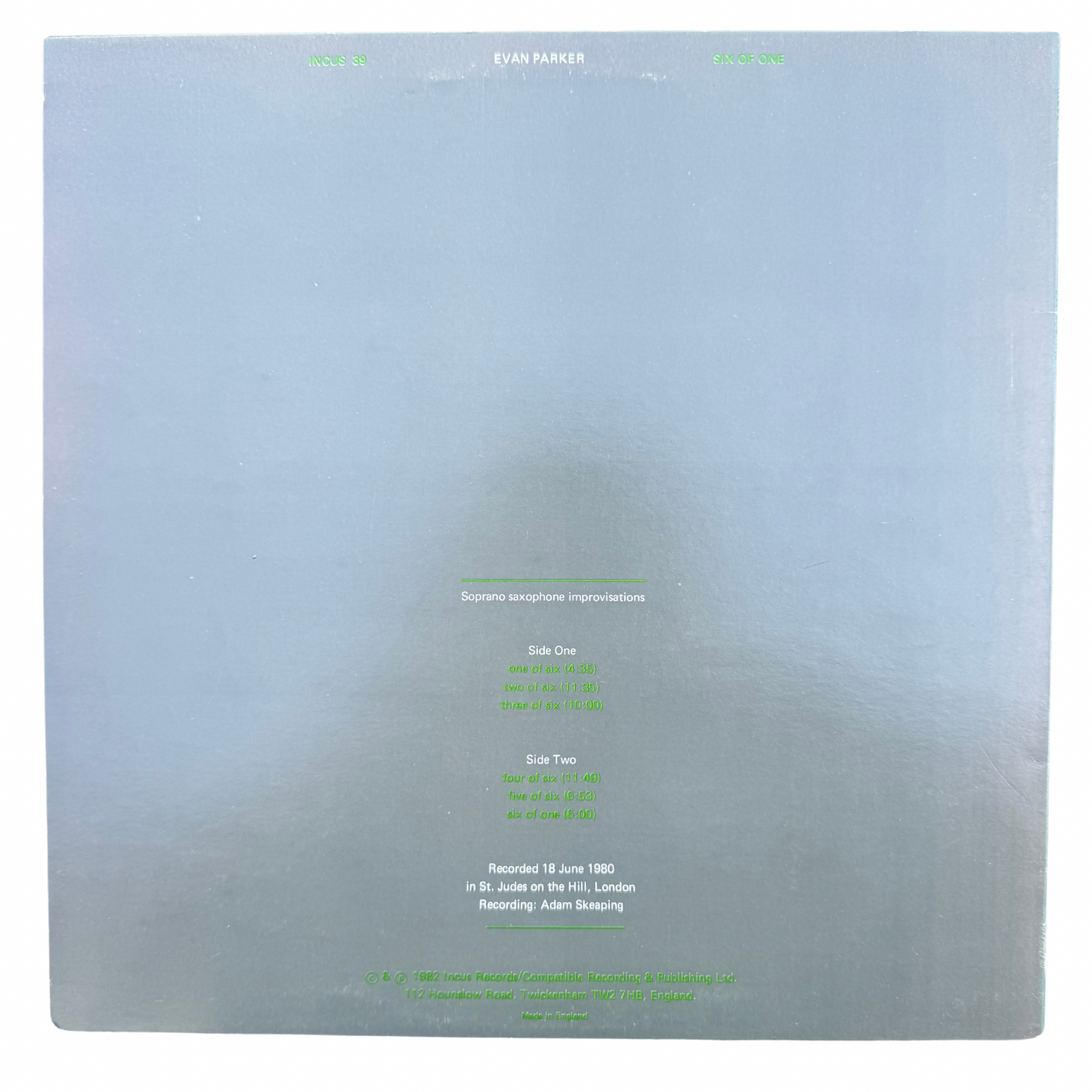 Evan Parker – Six Of One