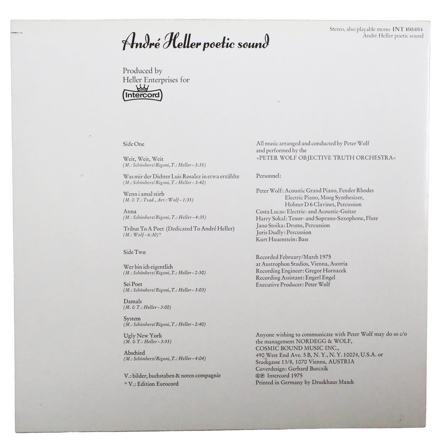 André Heller Poetic Sound - Music For Lovers and Loosers