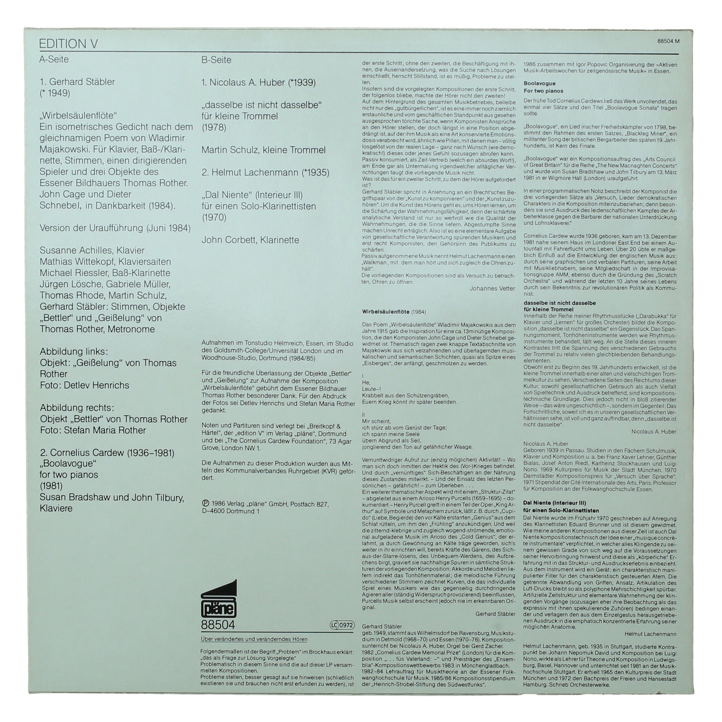 Gerhard Stäbler / Cornelius Cardew / Nicolaus A. Huber / Helmut Lachenmann – ...Auf Gefährlicher Waage...