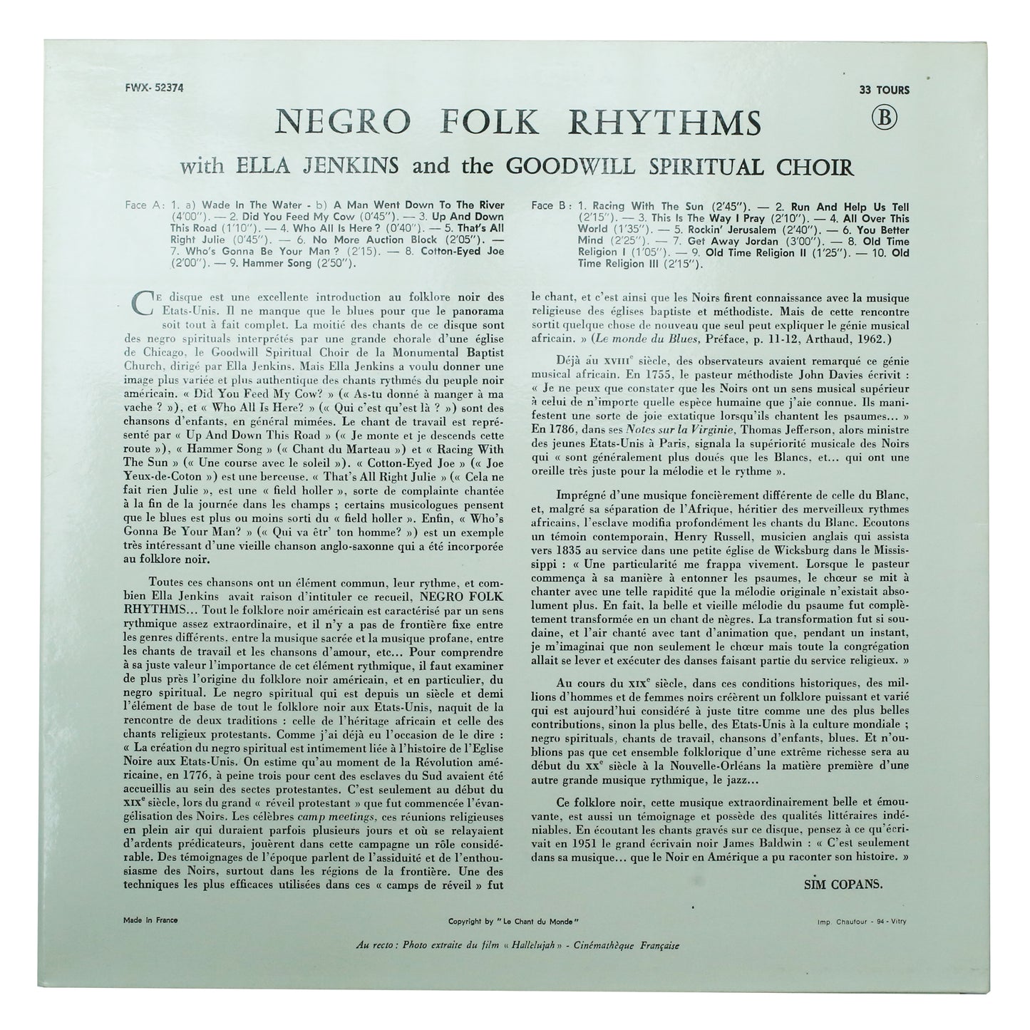 Ella Jenkins And The Goodwill Spiritual Choir – American Negro Folk Rhythms