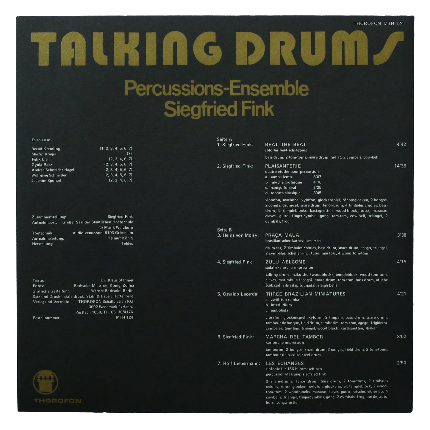 Würzburger Percussions Ensemble, Siegfried Fink – Talking Drums