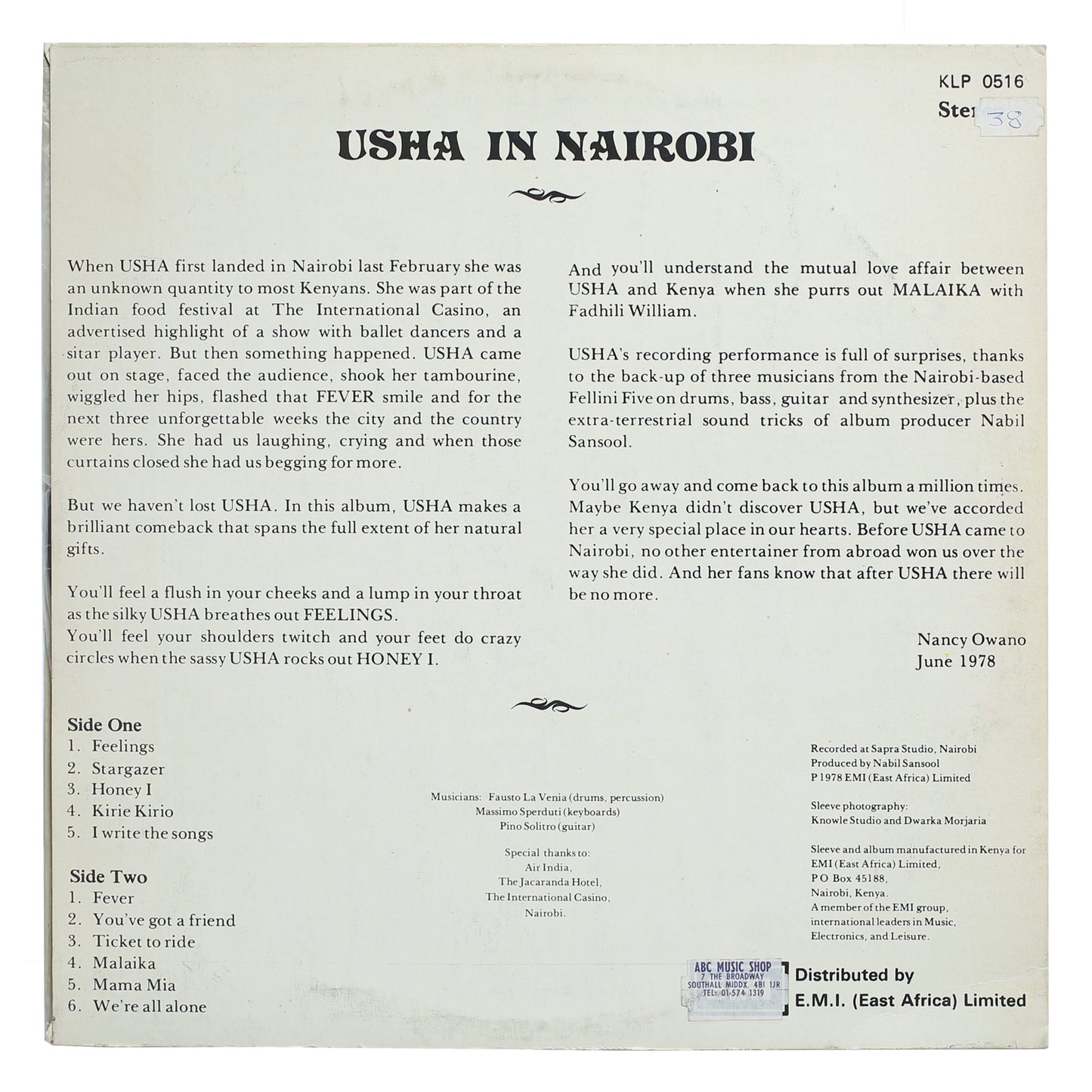 Usha Uthup – Usha In Nairobi